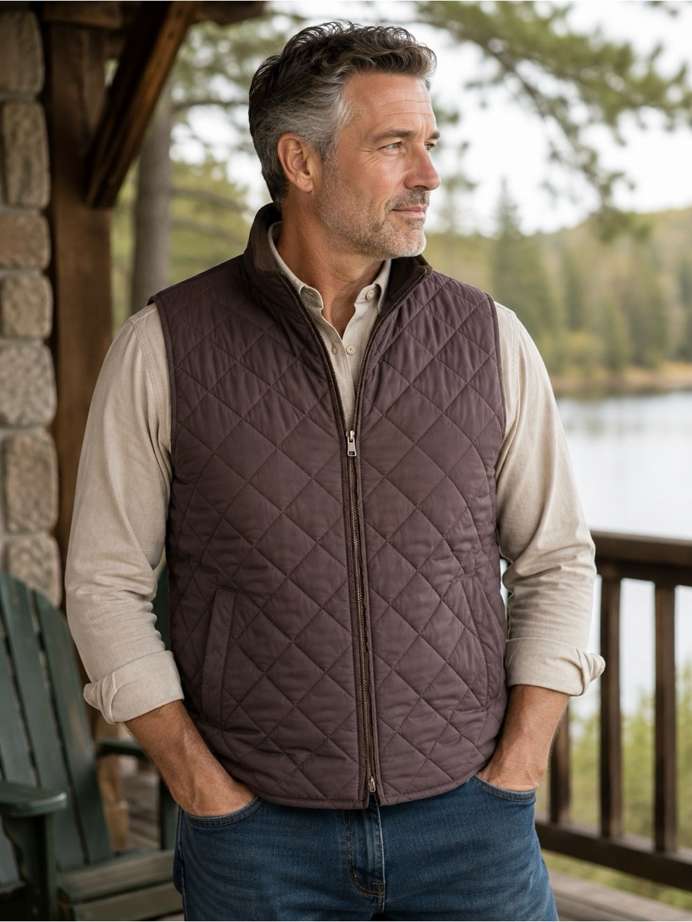 Peter Millar Brown Quilted Puffer Vest